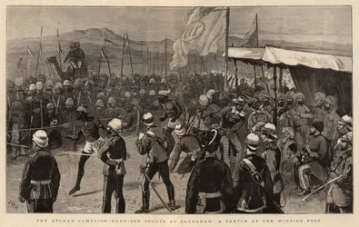 The Afghan Campaign, Garrison Sports at Candahar, a Sketch at the Winning Post
